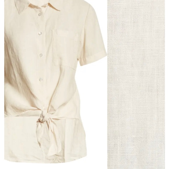 Theory linen tie front shirt. - Picture 9 of 12